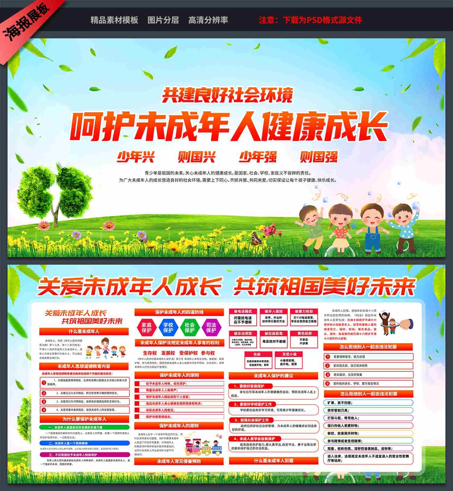 关爱呵护未成年人健康成长宣传栏展板 (5)