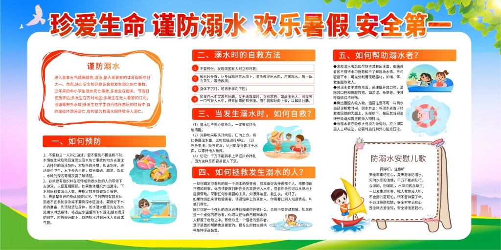珍爱生命预防溺水暑期暑假防范中小学生未成年人溺水展板社区校园宣传栏 (20)