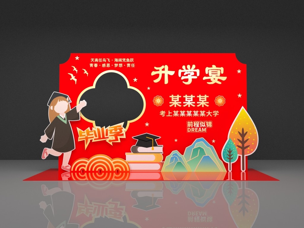 高考升学宴谢师宴美陈金榜题名升学宴会布置KT板拍照美陈 (3)