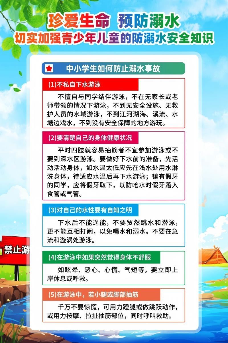 暑期夏季防溺水六不准知识宣传海报挂图 (17)