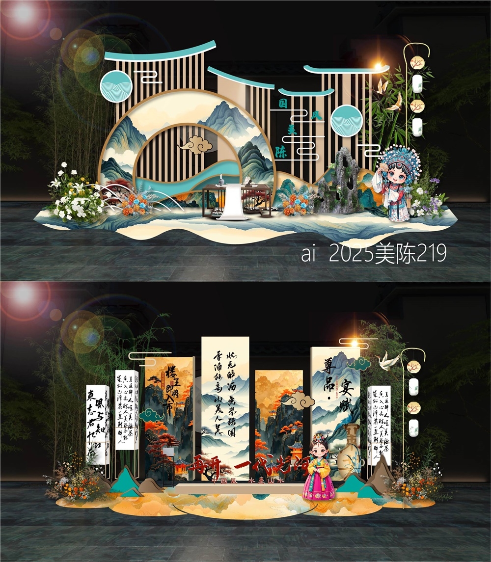 国潮水墨拍照点DP点国风美陈 (5)