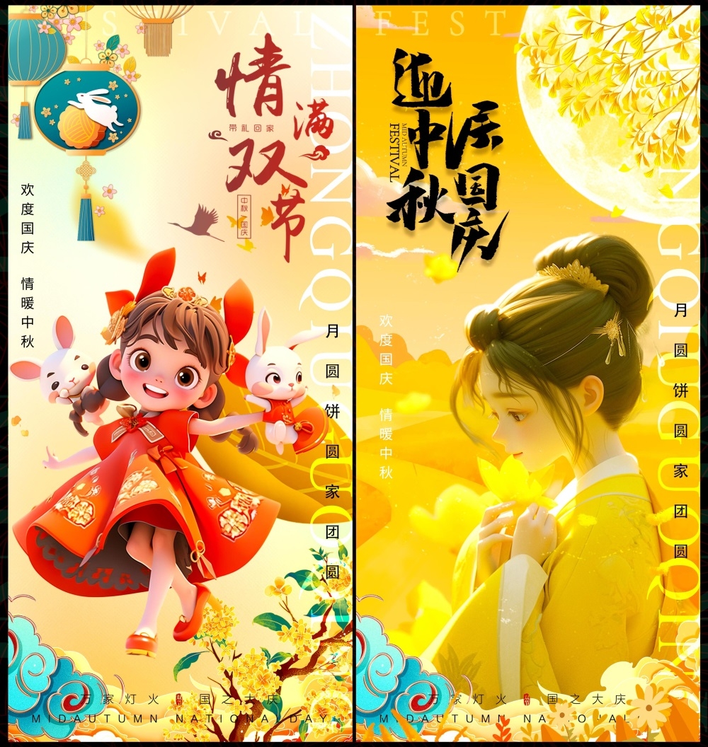 国庆中秋双节嫦娥月亮月饼国风国潮 (18)