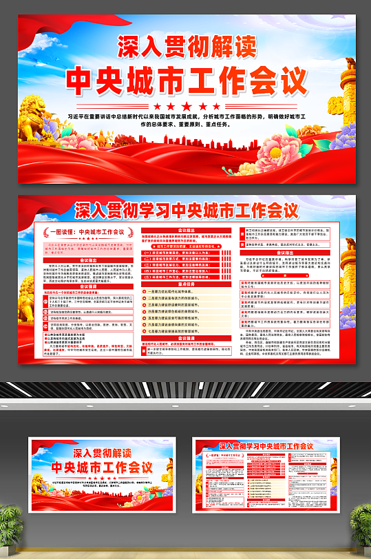 深入贯彻学习中央城市工作会议宣传展板