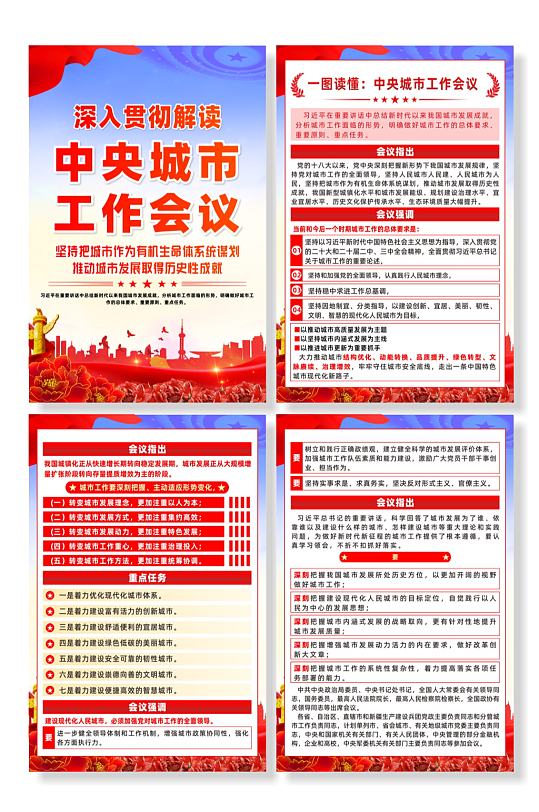 大气深入贯彻学习中央城市工作会议宣传系列海报