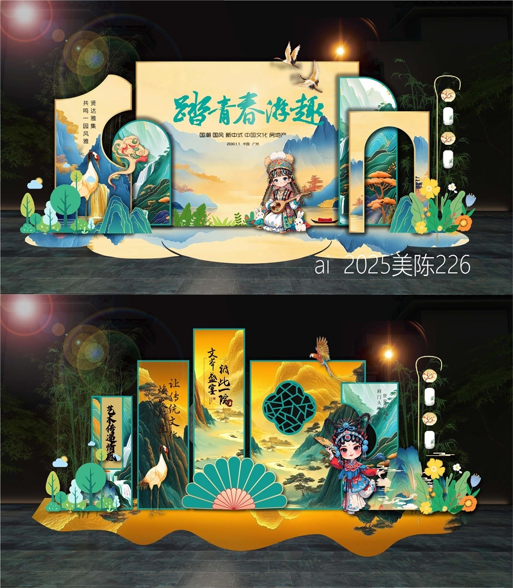 新中式房地产主画面国风KV国潮主视觉水墨山水 (2)