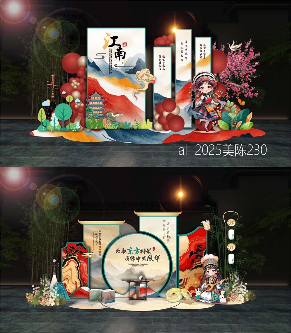 新中式房地产主画面国风KV国潮主视觉水墨山水 (6)