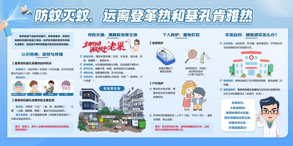 防蚊灭蝇远离登革热和基孔肯雅热展板宣传栏