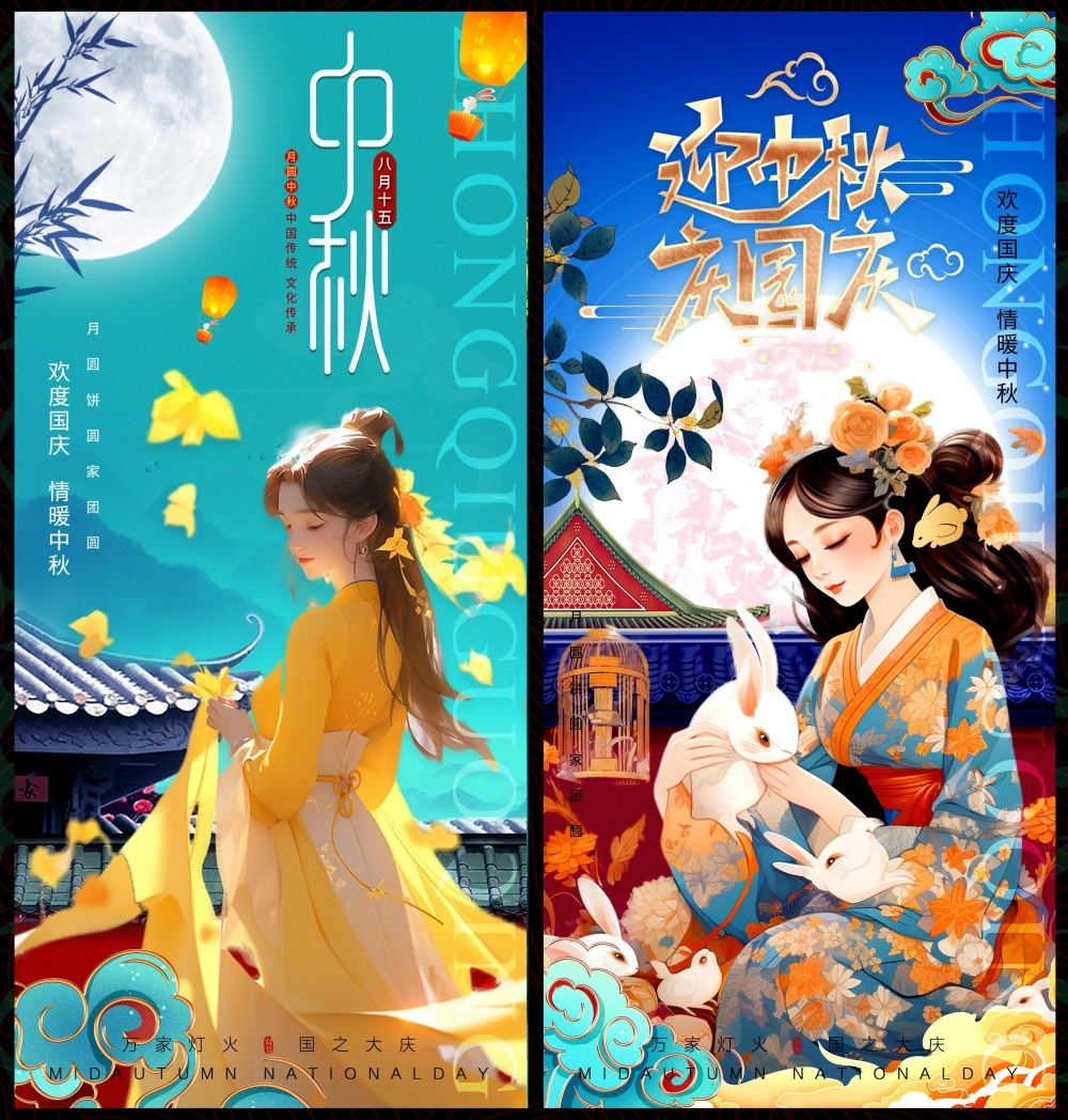 中秋国庆双节嫦娥月亮月饼国风国潮 (28)