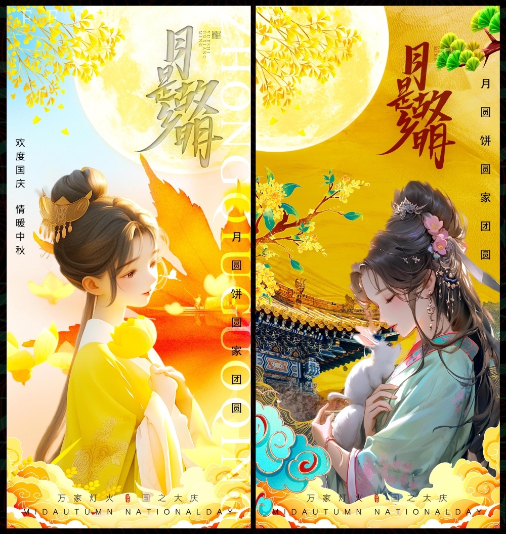 国庆中秋双节嫦娥月亮月饼国风国潮 (15)