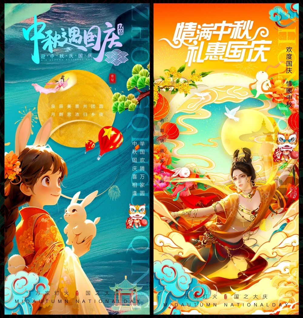 中秋国庆双节嫦娥月亮月饼国风国潮 (29)