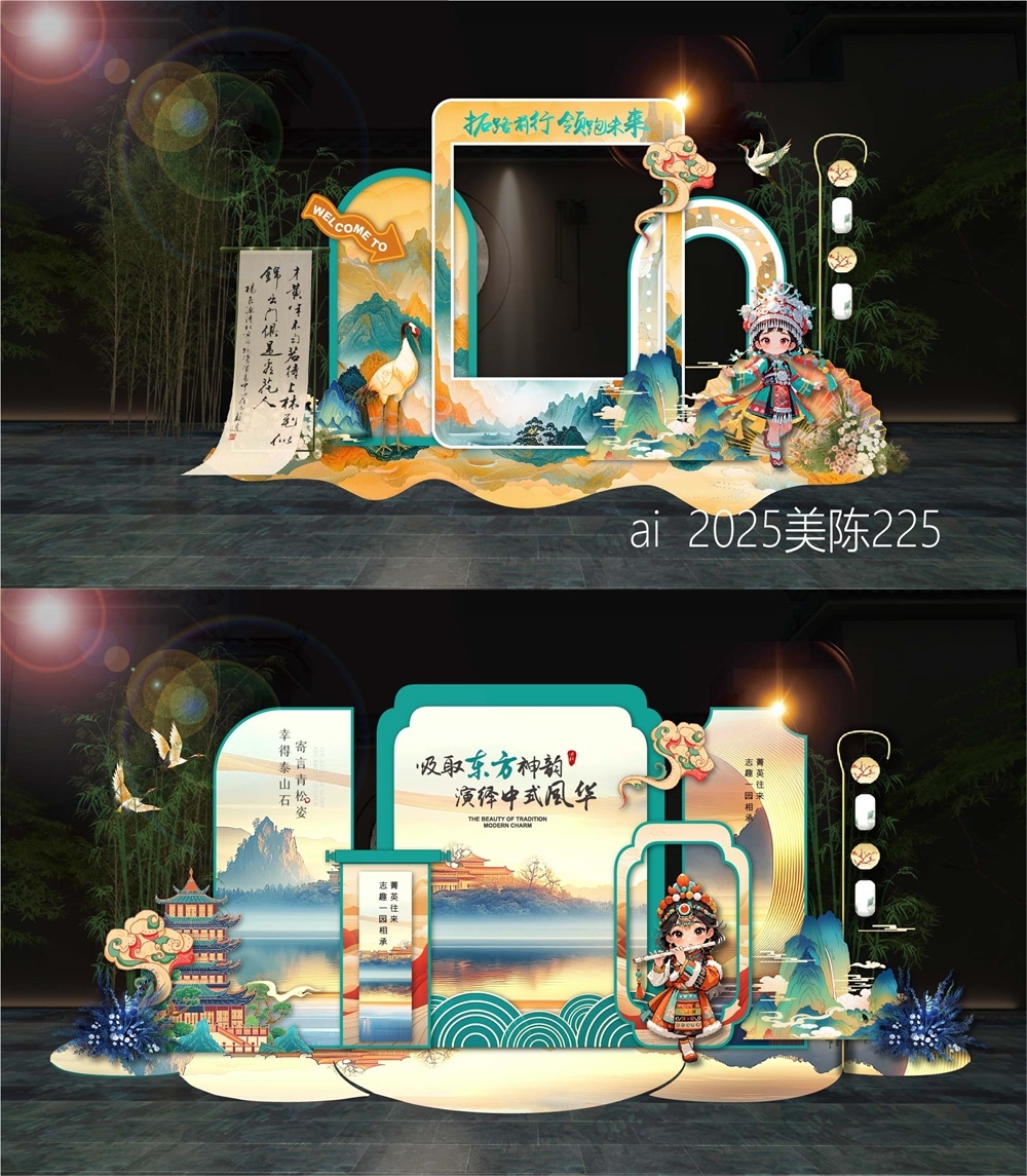 新中式房地产主画面国风KV国潮主视觉水墨山水 (1)