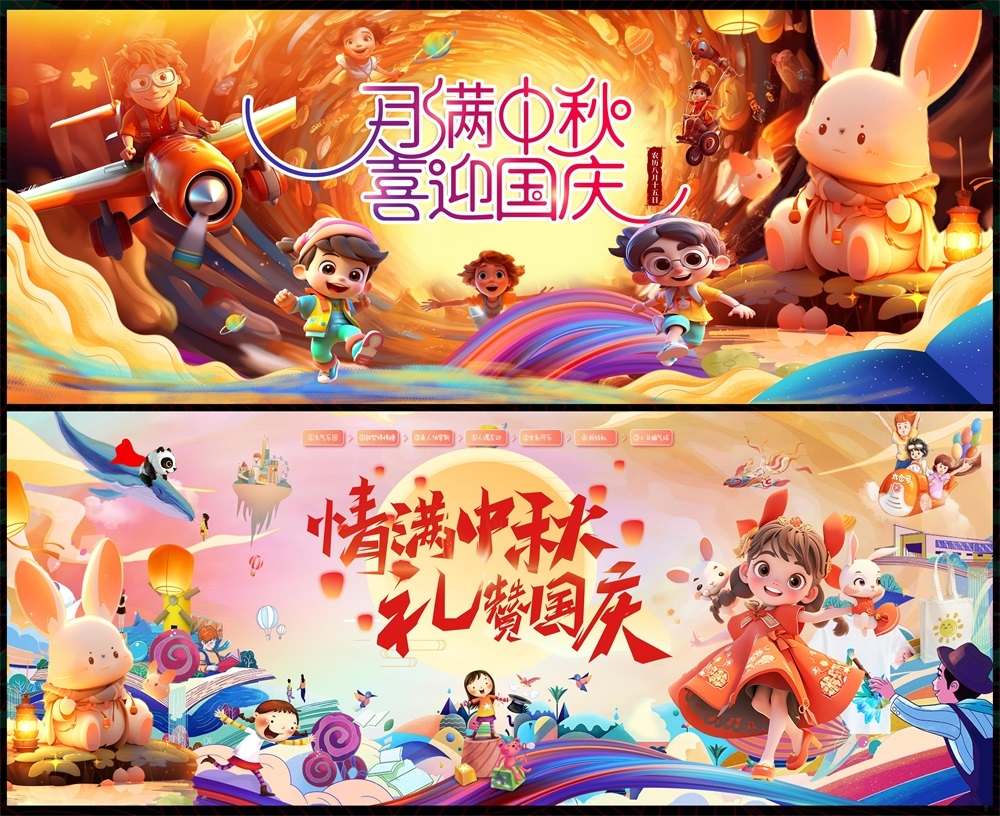国庆中秋双节嫦娥月亮月饼国风国潮