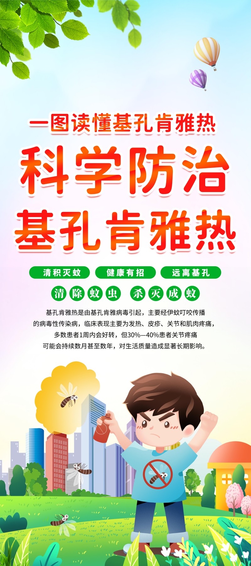 绿色清新科学防治基孔肯雅热易拉宝海报展架套图 (1)
