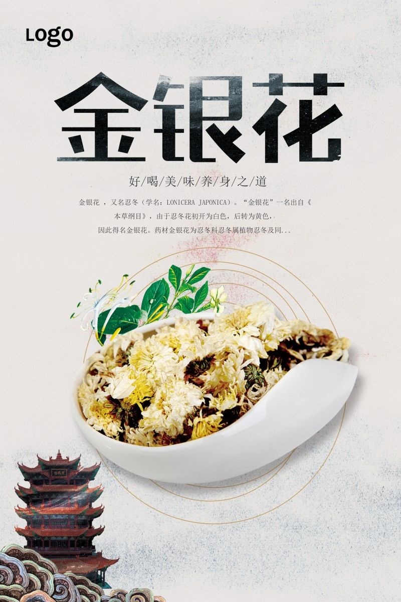 金银花茶展板海报