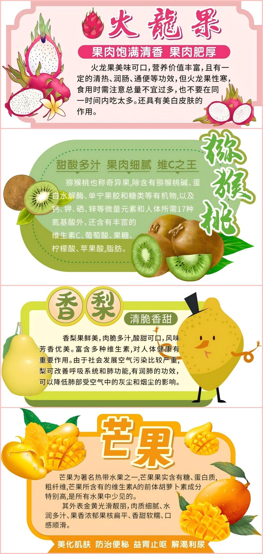 商场超市水果店水果介绍标签异形牌文创牌火龙果猕猴桃香梨芒果