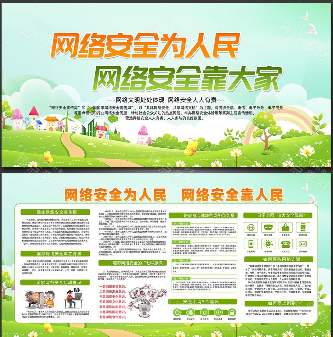 网络安全宣传周展板宣传栏PSD素材