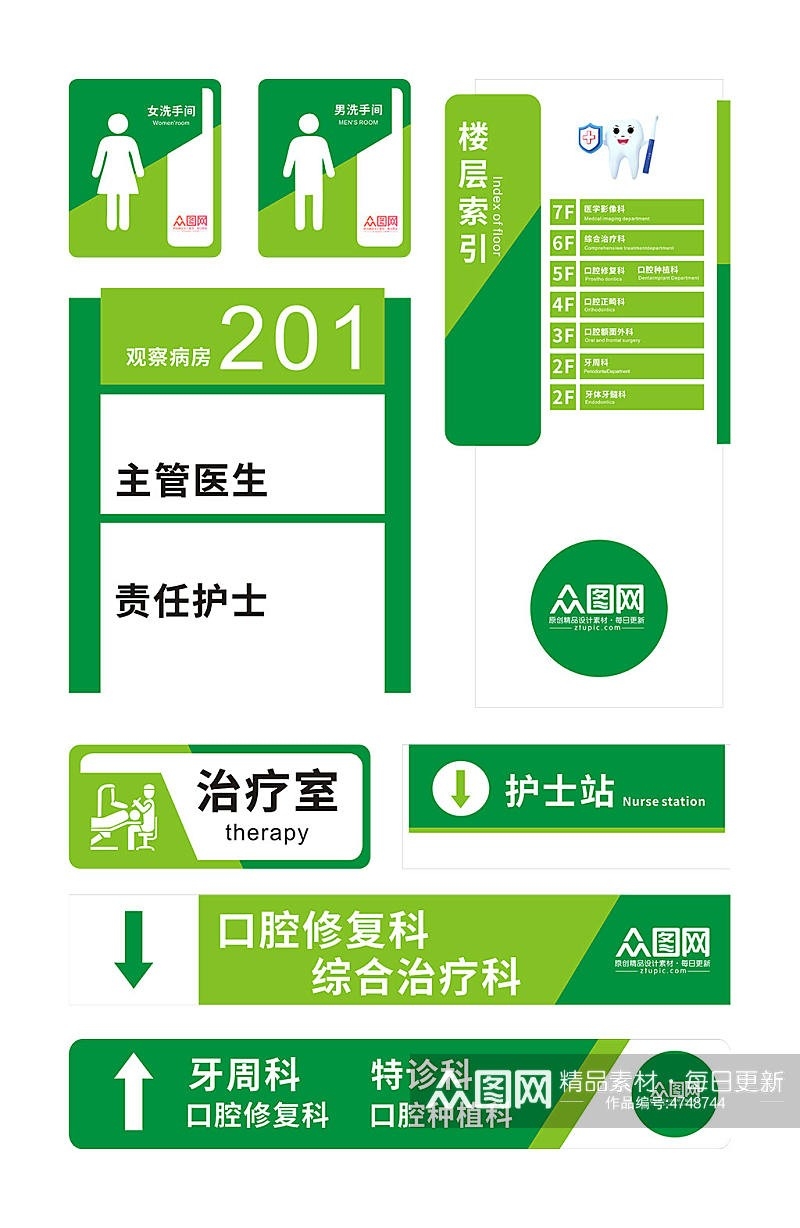 口腔医院诊所科室牌导视牌