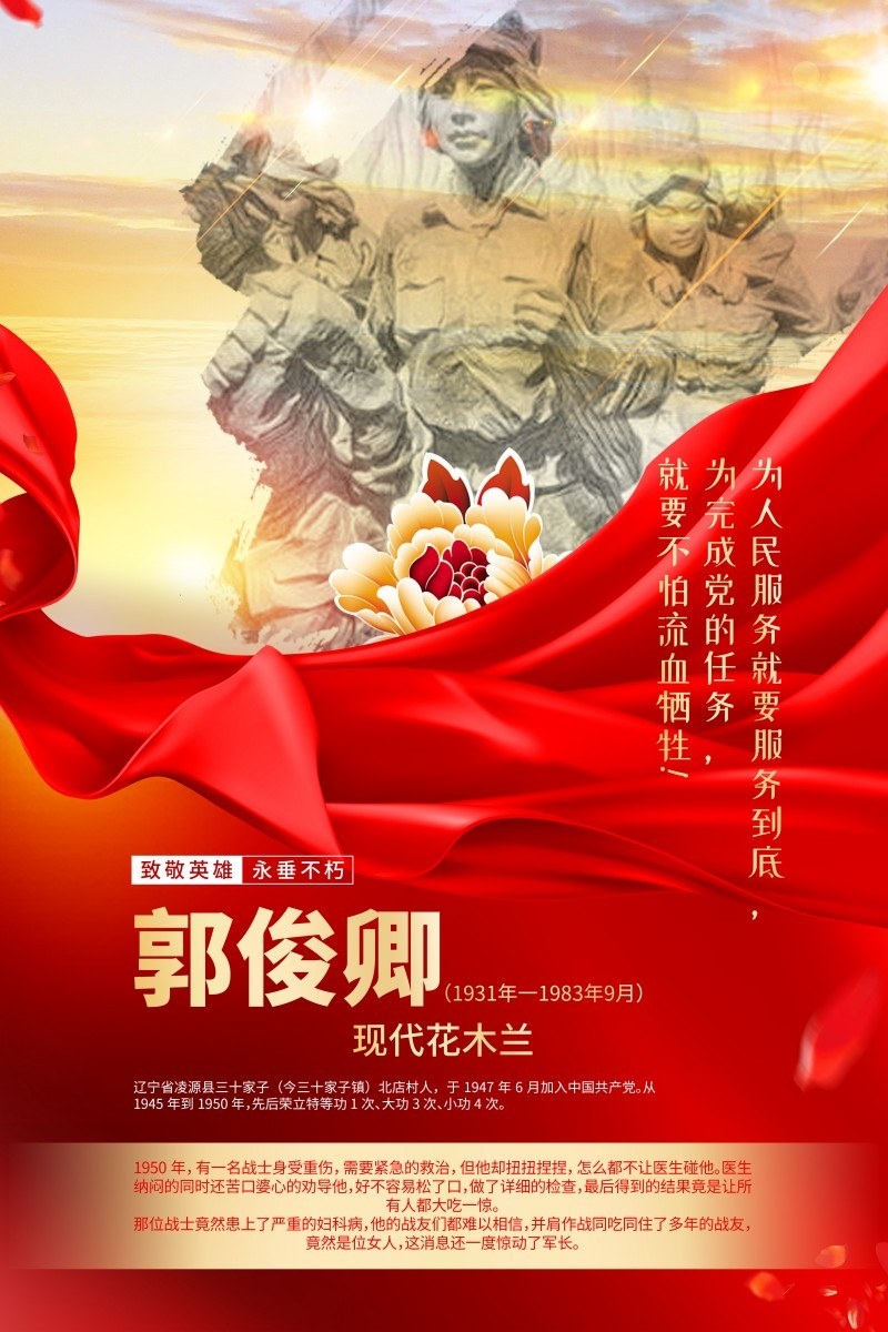 英雄人物事迹介绍海报郭俊卿