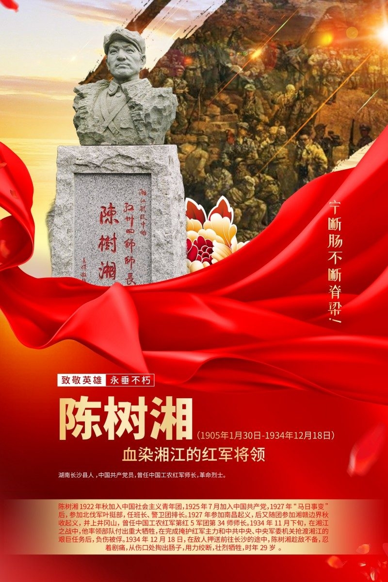 英雄人物事迹介绍海报陈树湘