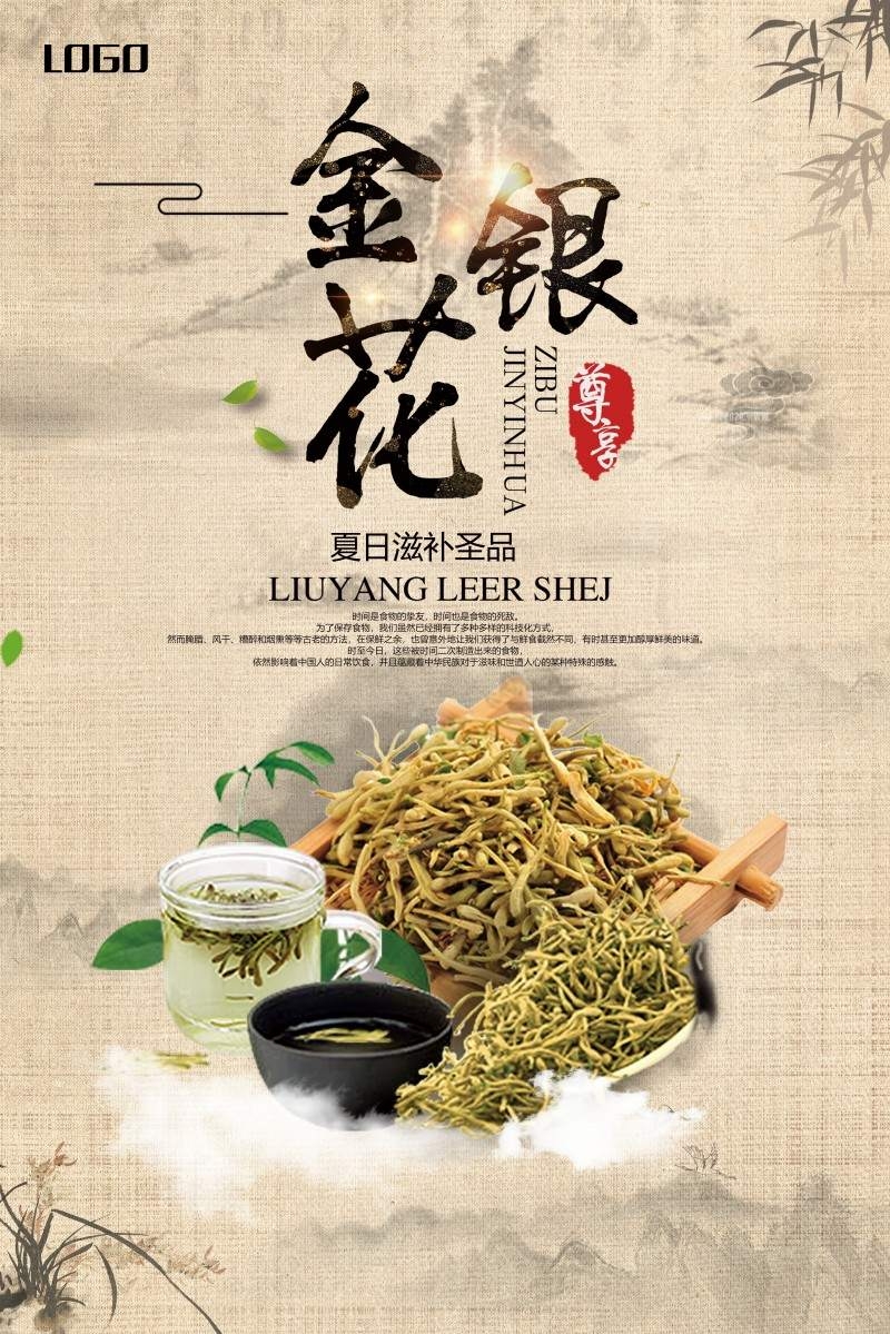 金银花茶展板海报