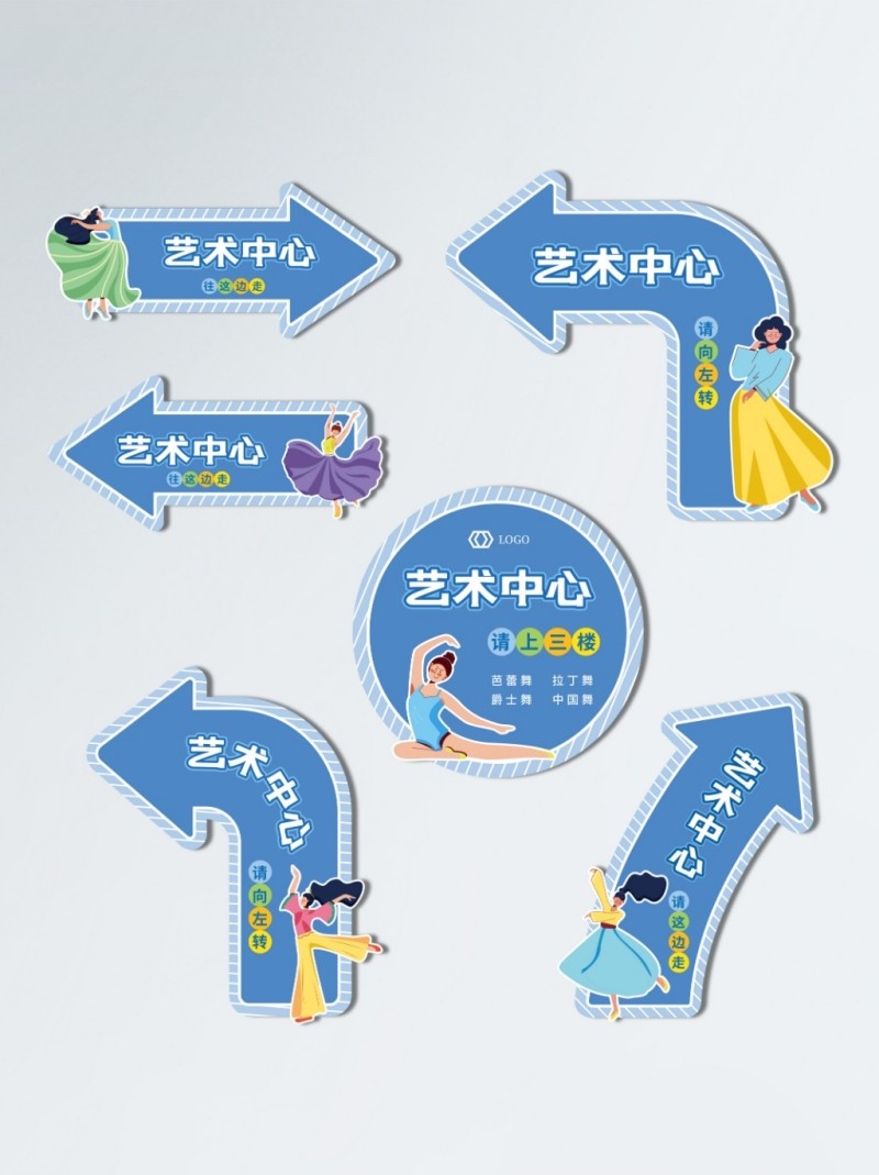 艺术中心指路地贴导视箭头指示牌指引牌