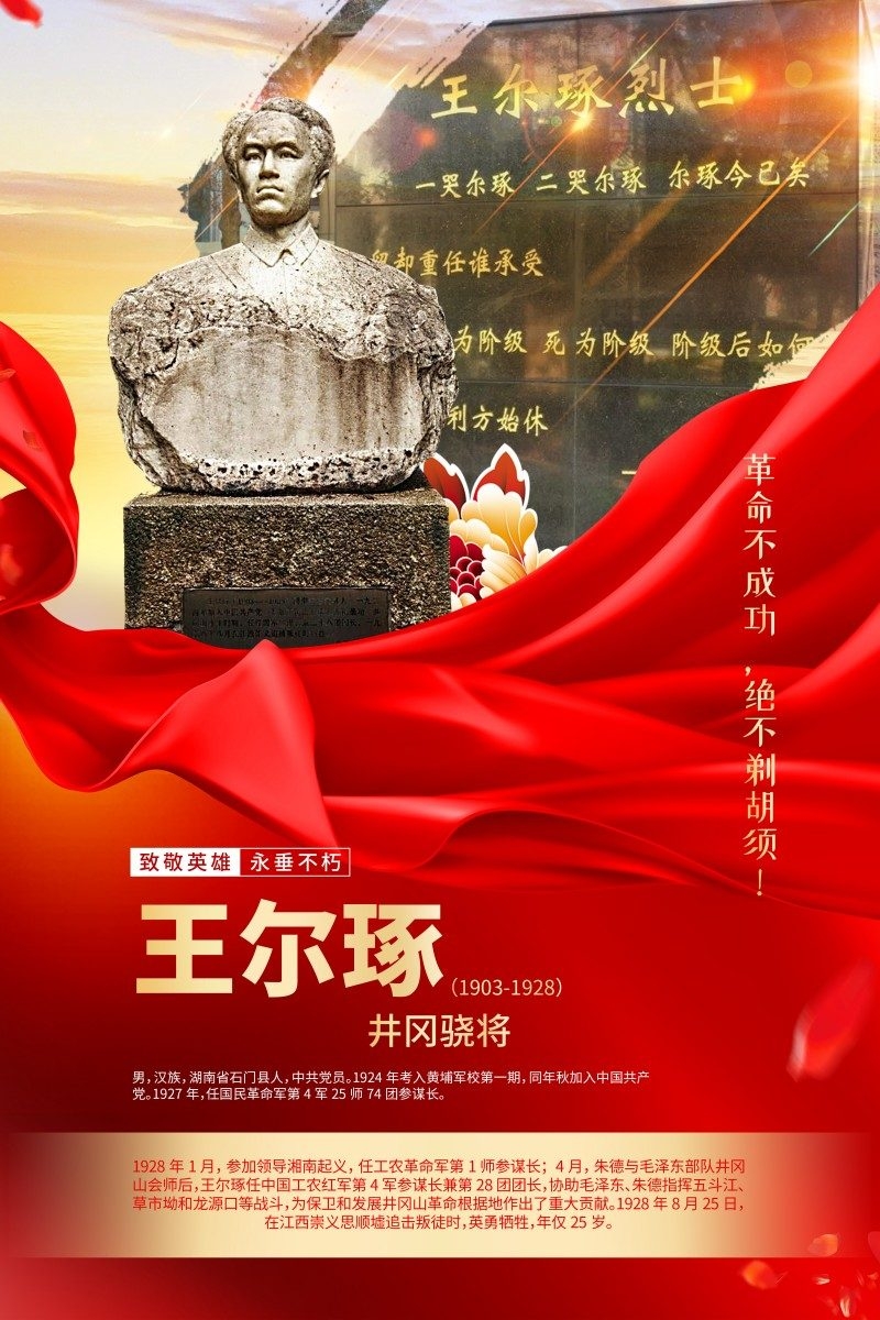 英雄人物事迹介绍海报王尔琢