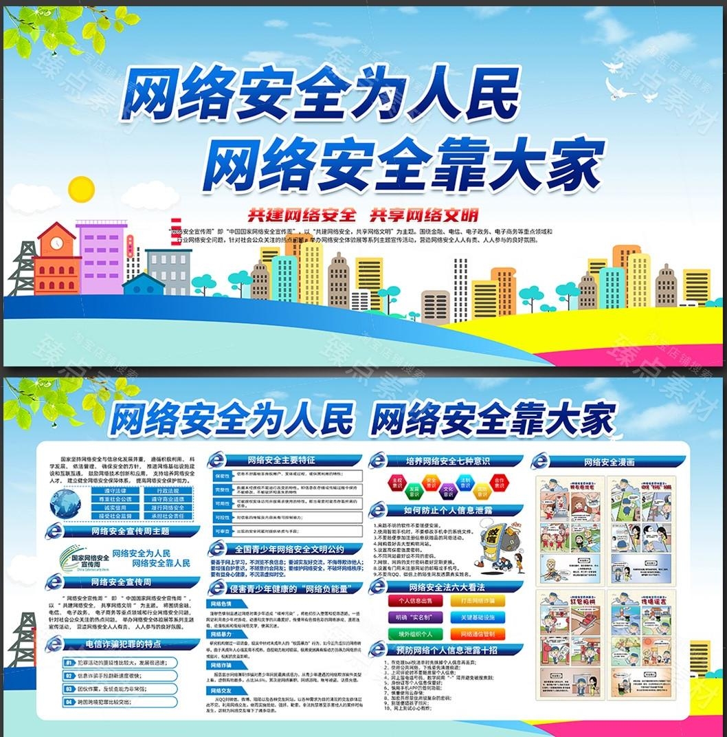 网络安全宣传周展板宣传栏PSD素材