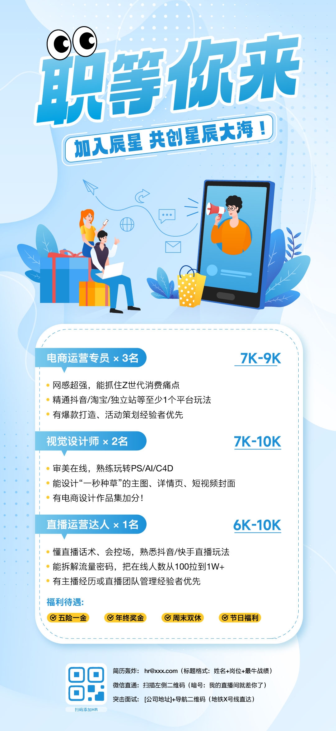 电商招聘海报