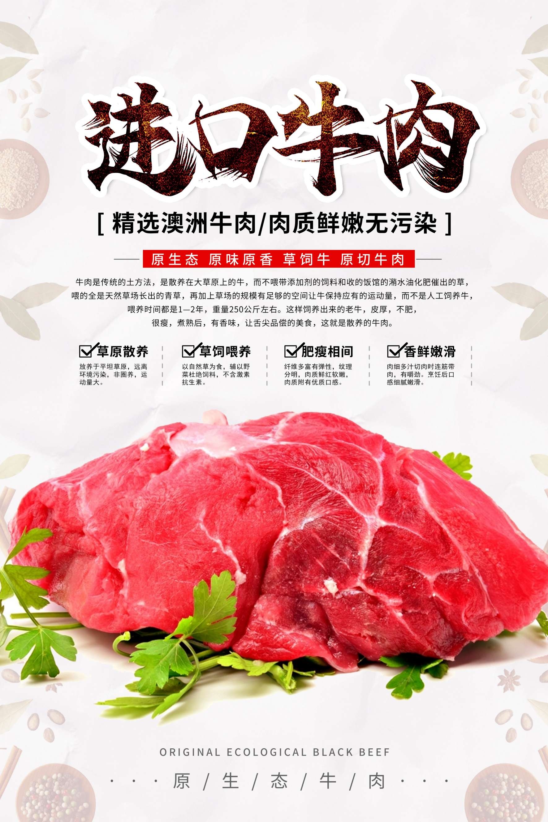 餐饮美食进口澳洲牛肉宣传促销海报