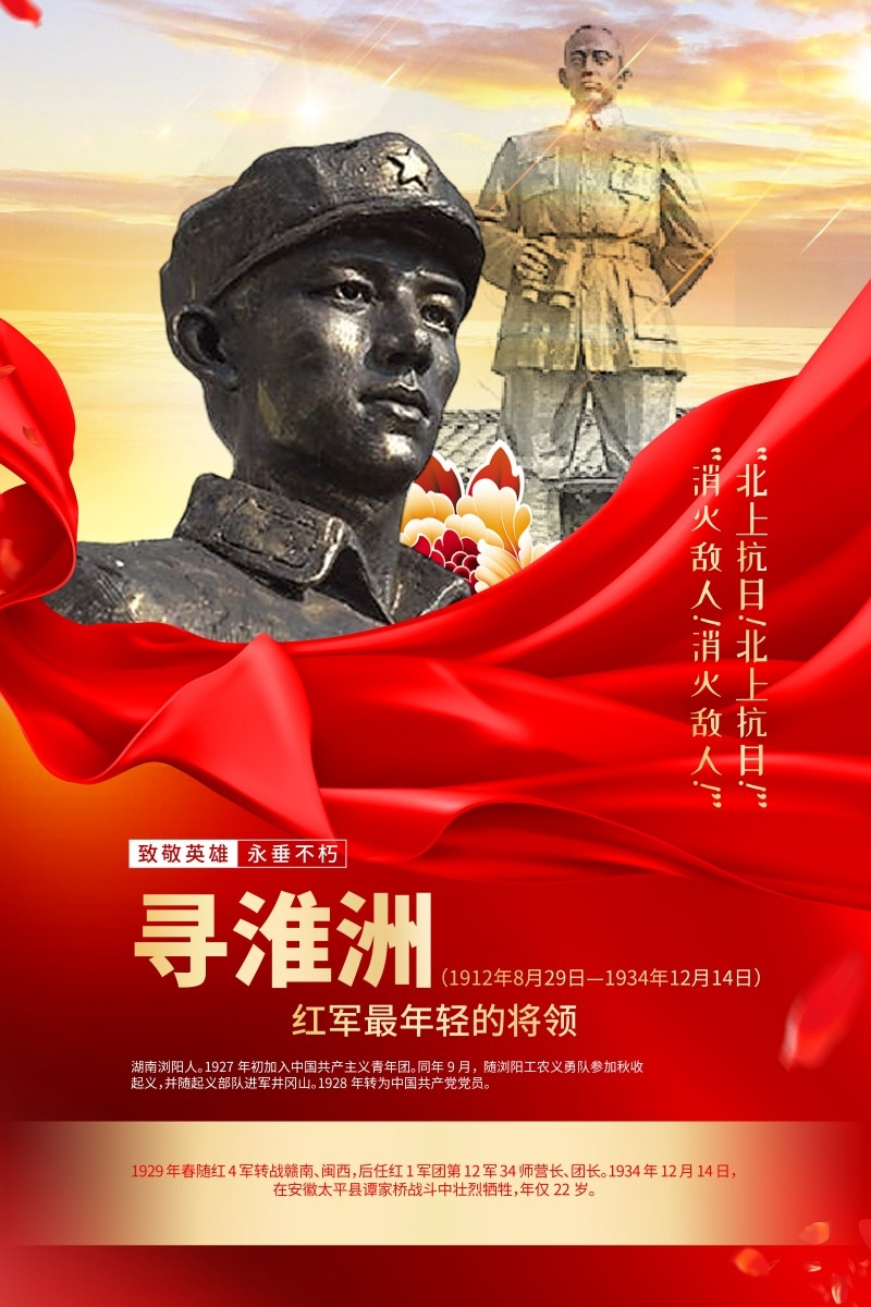 英雄人物事迹介绍海报寻淮洲