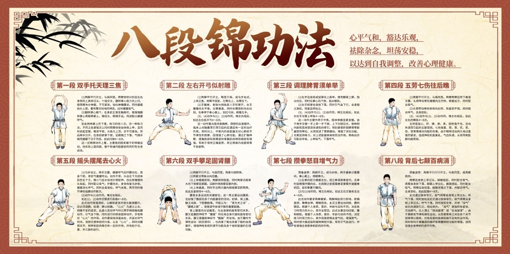 中医养生古韵八段锦功法动作分解海报