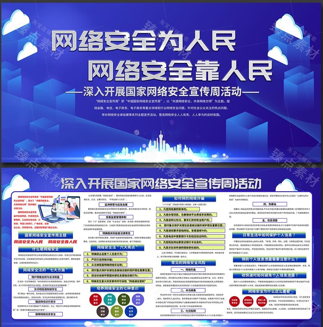 网络安全宣传周展板宣传栏PSD素材