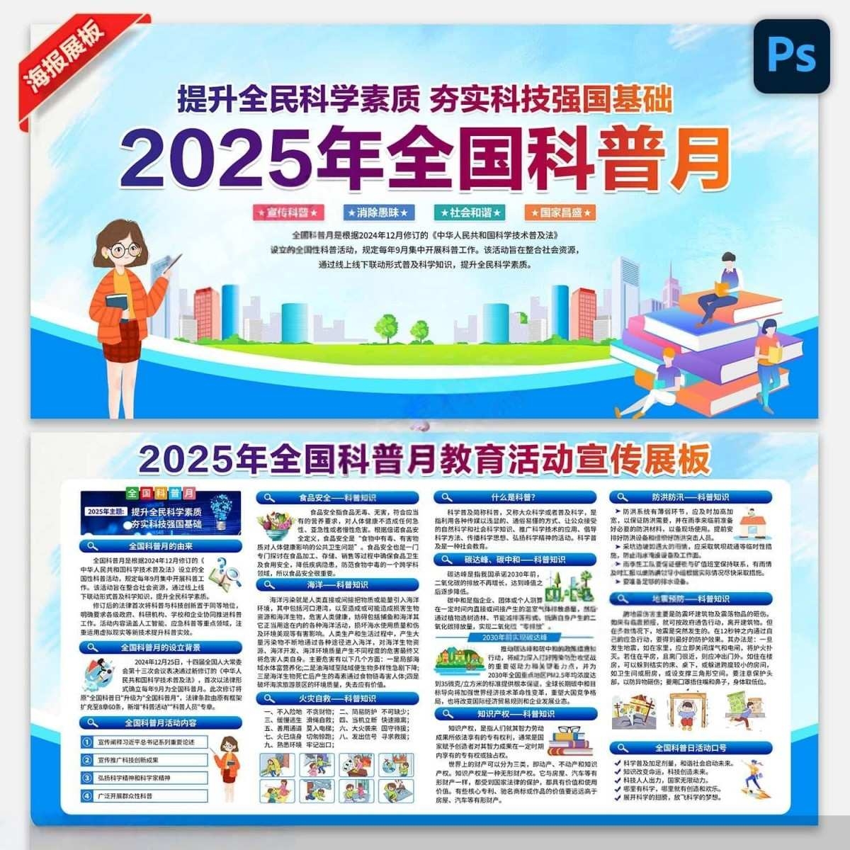 2025年全国科普月展板全国科普日宣传栏展板