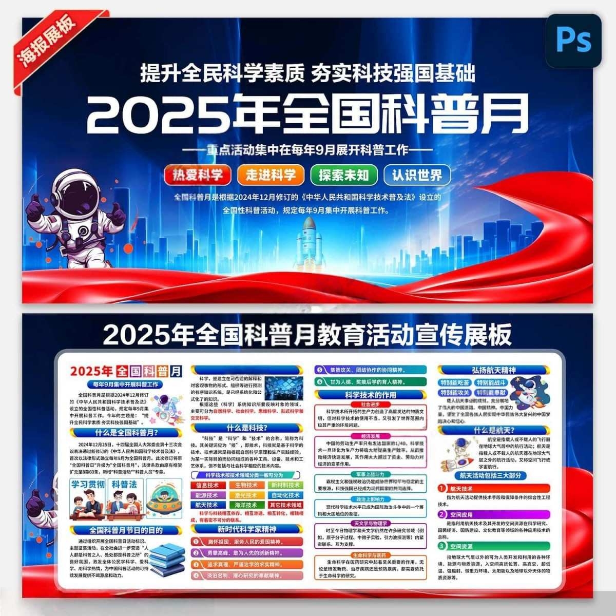 2025年全国科普月展板全国科普日宣传栏展板