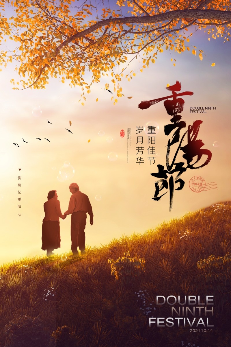 国风重阳节九月九思乡登高敬老KV地产展板海报易拉宝10