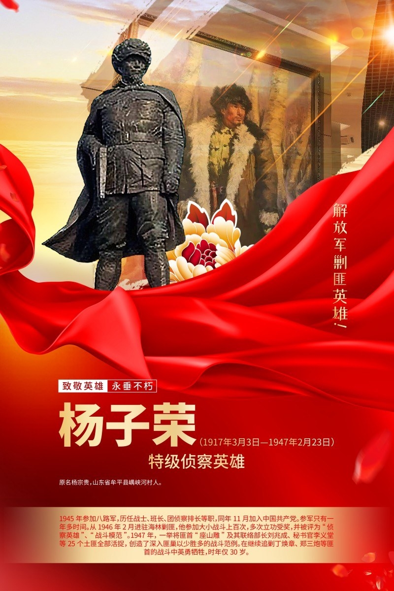 英雄人物事迹介绍海报杨子荣