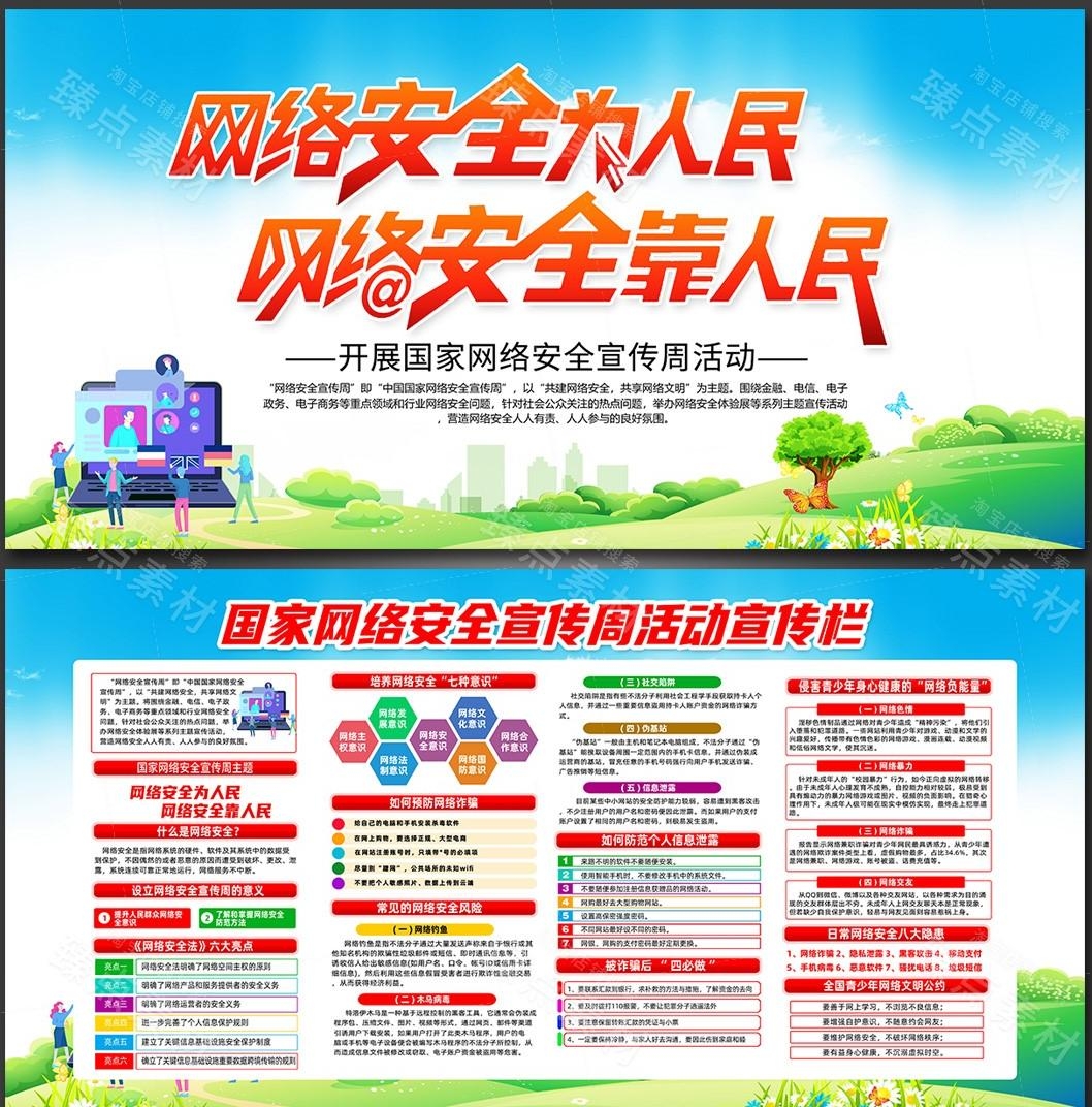 网络安全宣传周展板宣传栏PSD素材