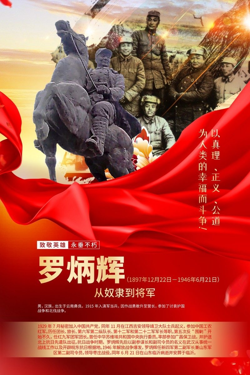 英雄人物事迹介绍海报罗炳辉