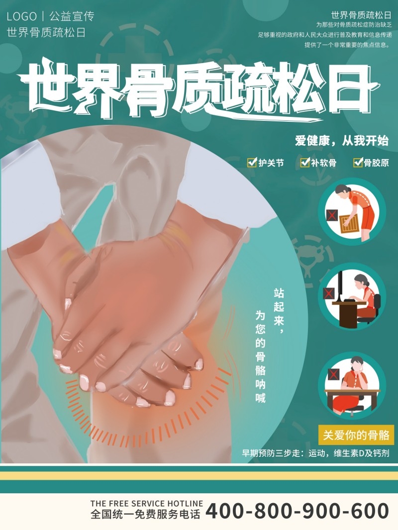 骨科医院骨质疏松术后宣传挂画海报