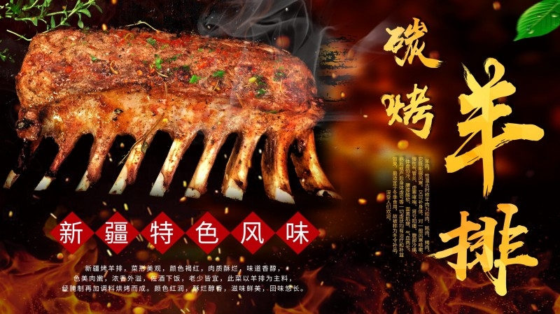 餐饮美食烤羊排宣传展板海报