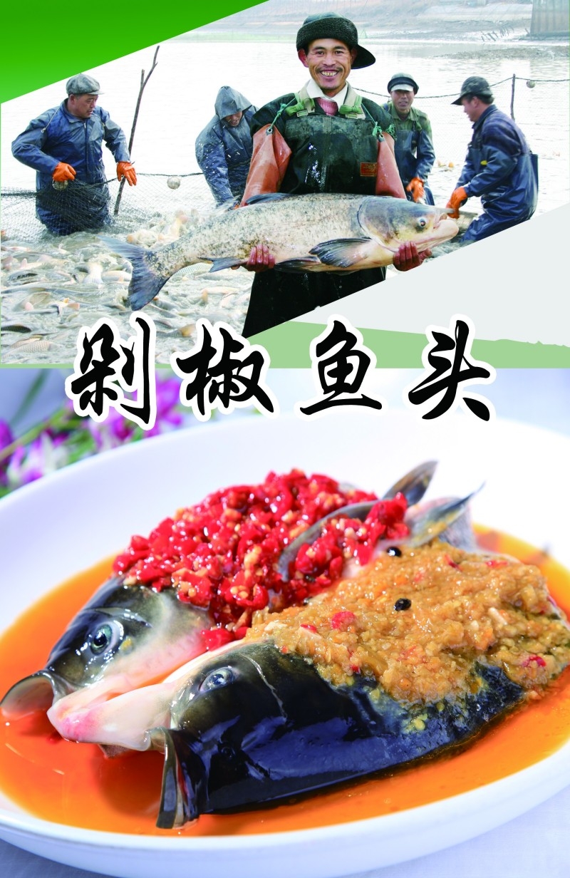 餐饮美食剁椒鱼头展板海报