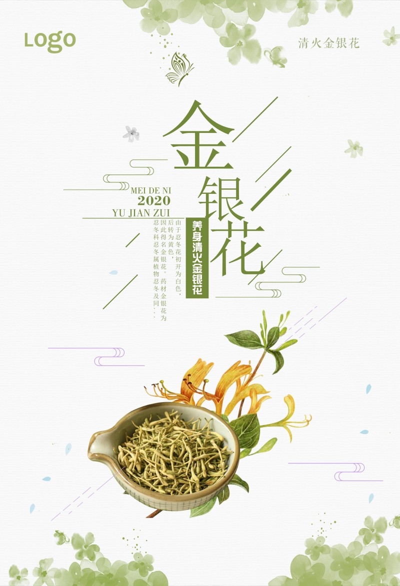 金银花茶展板海报