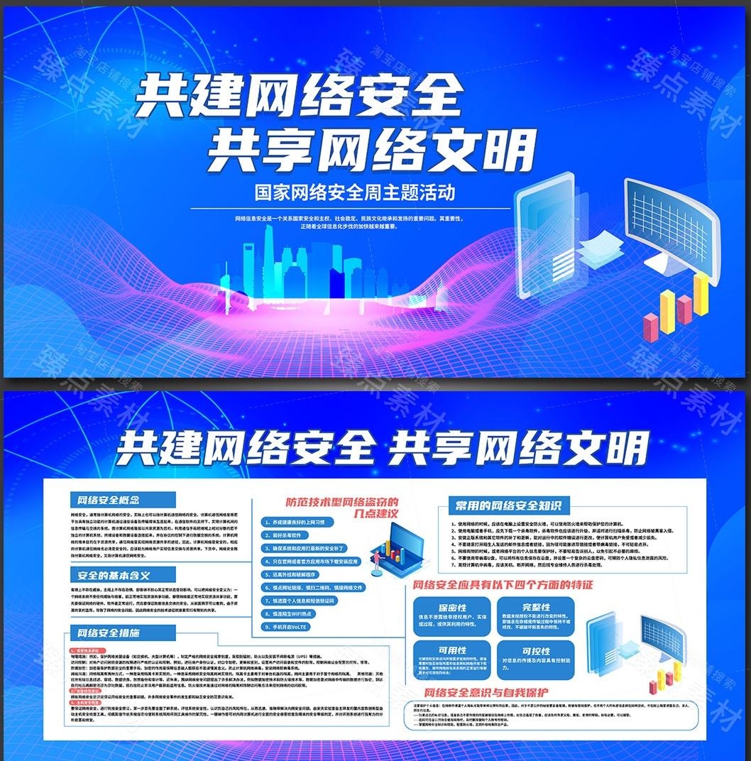 网络安全宣传周展板宣传栏PSD素材