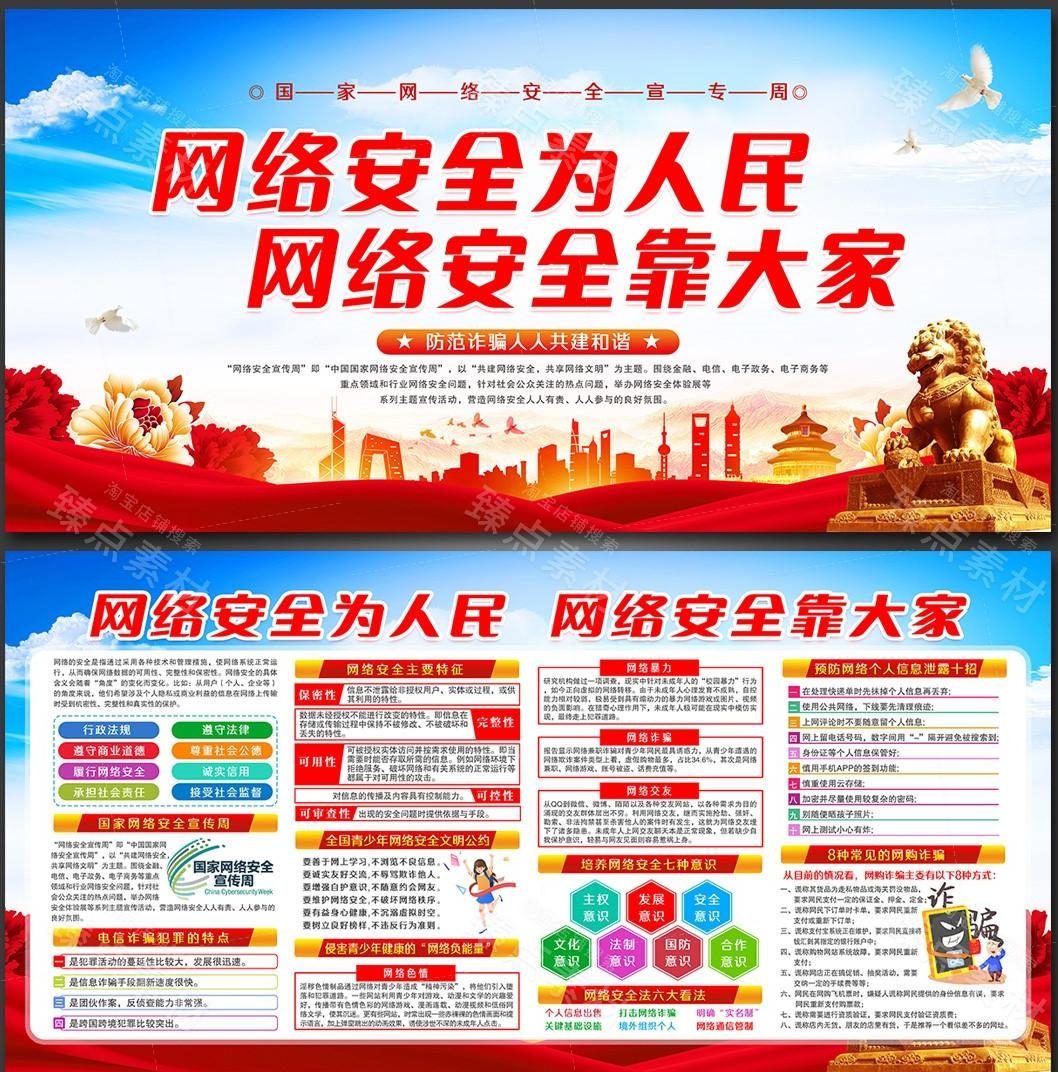 网络安全宣传周展板宣传栏PSD素材
