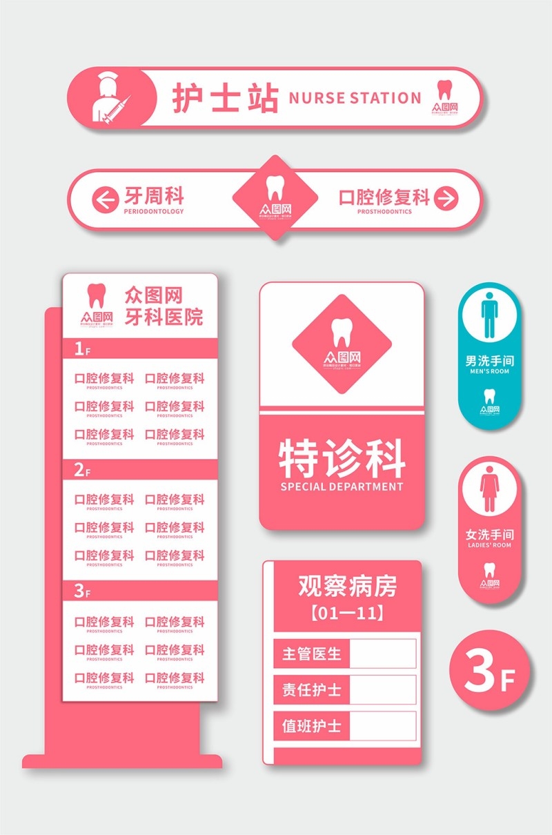 口腔医院诊所科室牌导视牌
