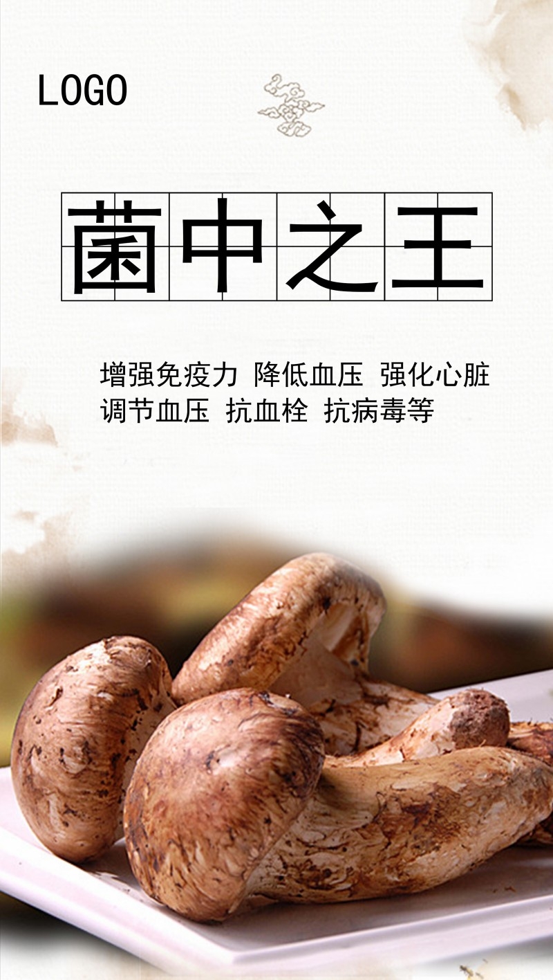 餐饮美食菌中之王松茸海报