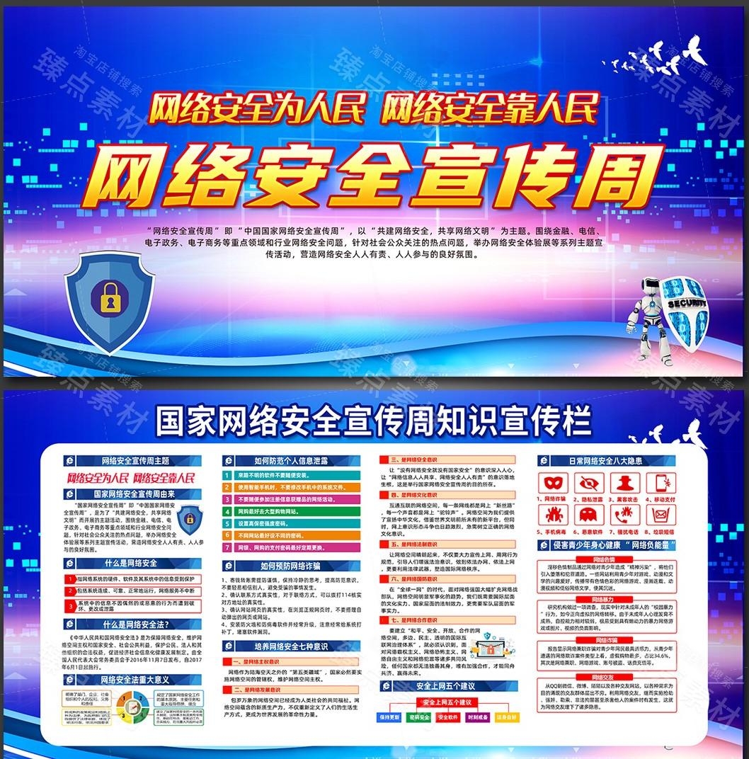 网络安全宣传周展板宣传栏PSD素材