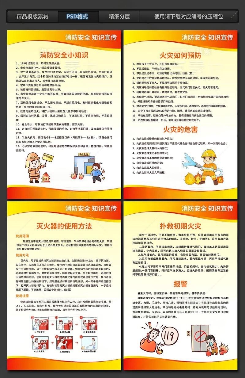 火灾消防安全知识挂画海报套图