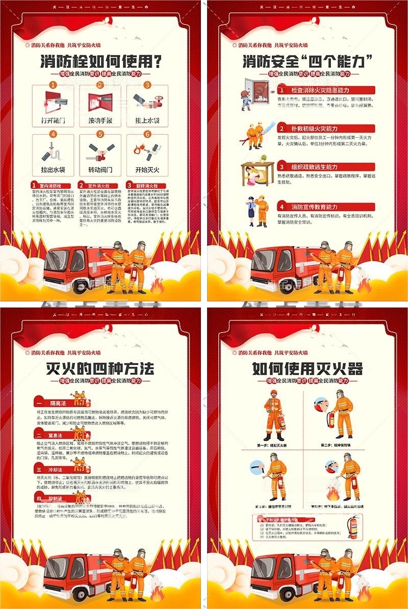 学校消防安全知识海报套图挂画 (5)