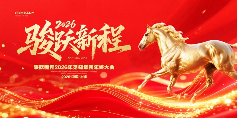 马年2026年新年系列展板背景板PSD